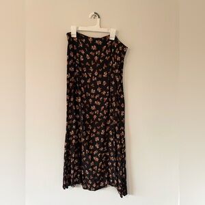 Black Floral Midi Skirt